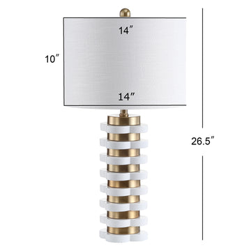 Wellington 26.5" Quatrefoil Striped Resin LED Table Lamp - JONATHAN Y